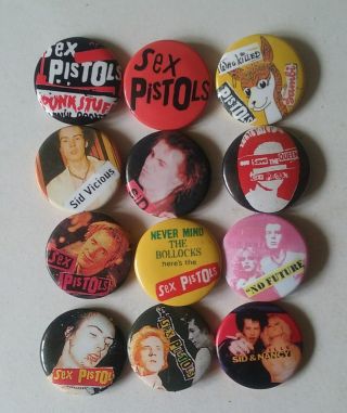 Sex Pistols Button Badges.  Punk.  Johnny Rotten.  Sid Vicious.  Never Mind The Boll