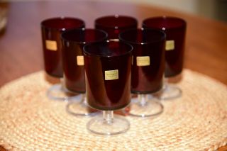 Cristal d ' Arques Luminarc France Ruby Red GLASS Stemware Wine SET of 6 w/ tags 2
