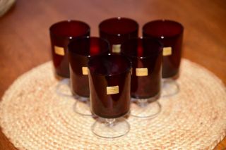 Cristal d ' Arques Luminarc France Ruby Red GLASS Stemware Wine SET of 6 w/ tags 3