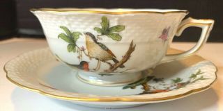 Herend Hungary Rothschild Birds Coffee Or Tea Cup & Saucer