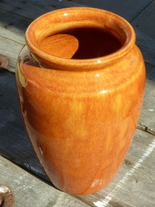 Bauer Pottery Fred Johnson Hand Thrown Oil Jar Vase Orange Brown Glaze