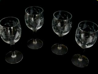 Set Of 4 Princess House Heritage Crystal 6 " Wine Glasses Goblet Stems,