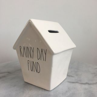 Rae Dunn Rainy Day Fund Birdhouse Shaped Piggy Coin Bank