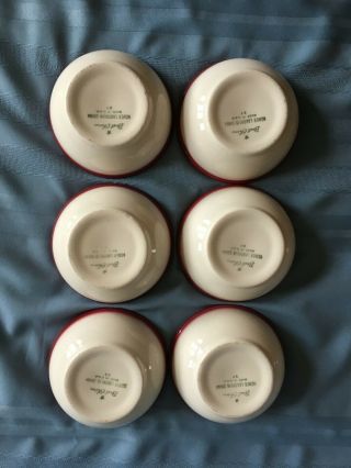 6 Vintage Homer Laughlin Best China Dessert Bowls Restaurant Ware Red Band 3