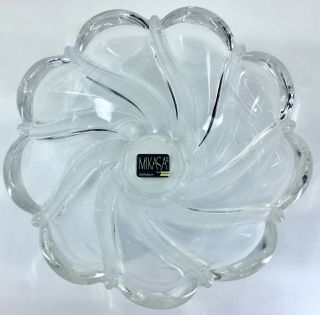 VTG.  MIKASA CRYSTAL PEPPERMINT FROST CANDY DISH BOWL MURANO STYLE ART GLASS 3