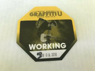 Keith Urban Graffiti U Concert Souvenir Memorabilia 2018 Tour Backstage Pass