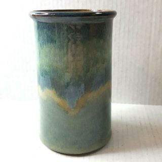 Turner Studio Pottery Vase Blue Green Brown Glaze Hand Made Artist Signed