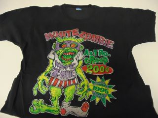 Rock T - Shirt White Zombie Astro Creep 2000 Tour Black Short Sleeve Sz Xl