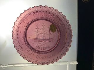 Pairpoint Cup Plate R Wetzel Glass 46 Old Ironsides Uss Constitution Purple