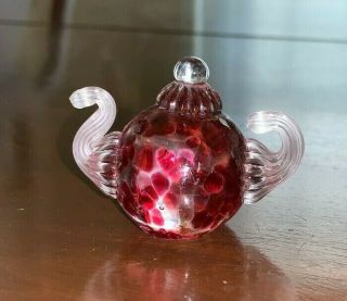 Miniature Davis Art Glass West Virginia 1 3/4 " Tall Teapot