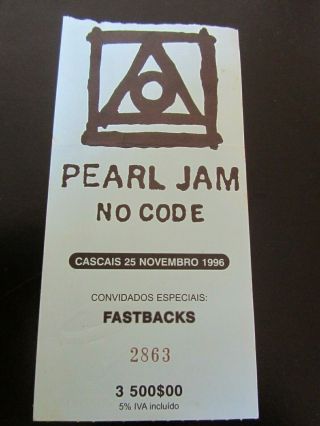 Pearl Jam Ticket Portugal No Code Tour Concert 1996 Eddie Vedder
