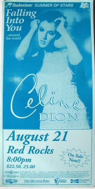 Celine Dion " Falling Into You Tour " 1996 Denver Concert Poster - Pop Music Diva