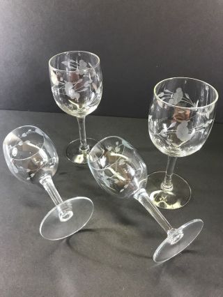 (4) Princess House Heritage 6 " Tall Crystal Wine Glasses In Vg To Exc