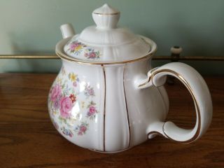 Vintage Sadler England Floral Gold Trim 4 Cup Teapot 2