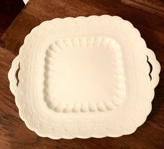 Vintage Copeland Spode White Lace Square Handled Platter