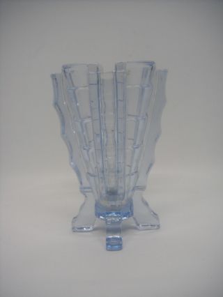 Antique Art Deco Bagley Ice Blue Glass Vase 