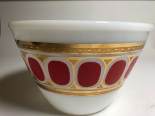 Fire King Fred Press Mixing Bowl With Lid Red Dot Gold 2