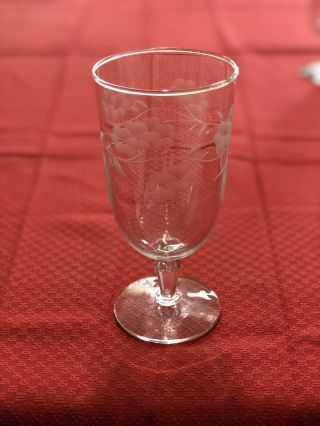4 Antique,  Vintage Water Glasses,  With Cut,  Frosted Design