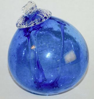 Vintage Large Blue Hand Blown Glass Ball Ornament - 5.  5 " Inches - Heavy & Hollow