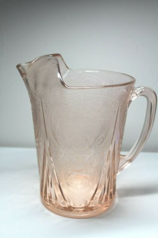 Vintage Pink Depression Glass Pitcher Rose Pattern