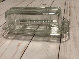 Vintage Clear Glass Art Deco Depression Glass Single Stick Butter Dish