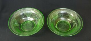 Georgian Green 2 Cereal Bowls 6 " With Love Birds