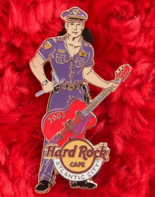 Hard Rock Cafe Pin Atlantic City Sexy Police Man Officer Stripper Guitar Male