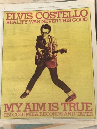 Elvis Costello - My Aim Is True 1977 Vintage Rolling Stone Ad