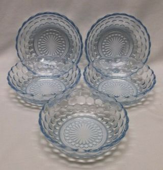Anchor Hocking Blue Bubble Depression Glass Dessert Bowls 5