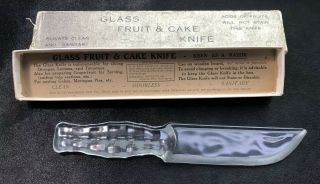 Vintage Glass Fruit And Cake Knife Box Clear Glass