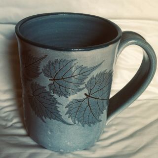 Wild Grape Leaf Mug From Wizard Of Clay Bristoleaf Pottery Earthenware/stoneware