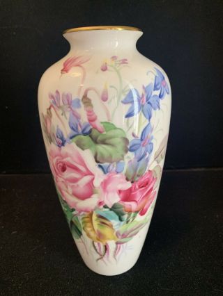 Vintage Noritake Nippon Toki Kaisha Roses Artist Signed Porcelain Vase