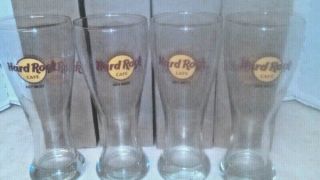 4 Hard Rock Cafe Key West Pilsner Beer Glasses 8.  5 " Weighted In Boxes