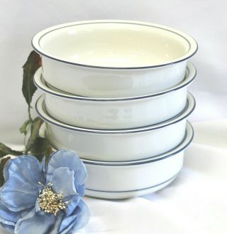 Lenox For The Blue Set Of 4 Cereal Bowls Pinstripes Vg