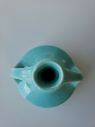 Vintage Rookwood Pottery Deco Two Handled Vase Blue - Green Teal 4.  5” Unmarked 6