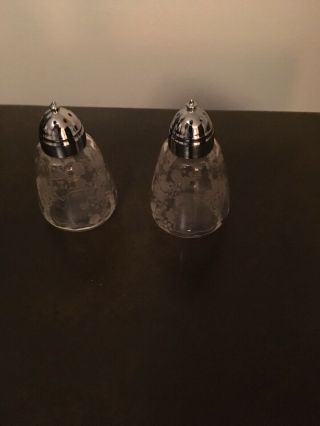 Cambridge Rose Point Salt And Pepper Shakers