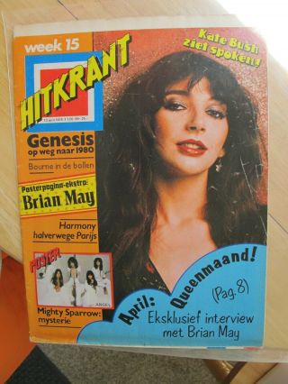 Hitkrant April 13 1978 Week 15 Kate Bush Brian May Angel Poster Genesis Vg Cond
