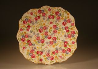 Royal Stafford " June Roses " Chintz Square Cake Plate,  England C.  1950s