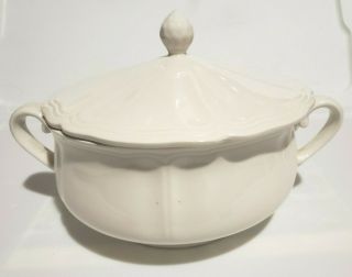 Vtg Sears Federalist Ironstone Covered Tureen Bowl Serving Dish White 8 " Round