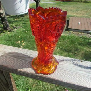 Vintage L.  E.  Smith Red Orange Amberina Glass 9 