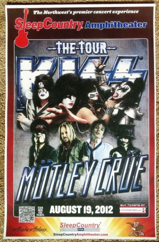 Kiss & Motley Crue 2012 Gig Poster Ridgefield Washington Gene Simmons Concert