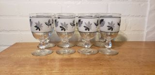 Vintage Libby Set Of 8 Silver Leaf Wine/water Glass