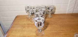 VINTAGE LIBBY SET OF 8 SILVER LEAF WINE/WATER GLASS 3