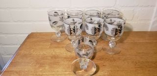 VINTAGE LIBBY SET OF 8 SILVER LEAF WINE/WATER GLASS 4