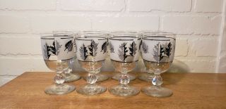 VINTAGE LIBBY SET OF 8 SILVER LEAF WINE/WATER GLASS 5