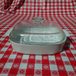Vintage Corning Ware White Winter Frost Casserole Dish A - 10 - Bw/ Pyrex A - 12 - B Lid 3