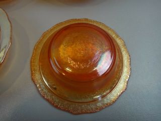 VTG Set 4 Federal Glass Normandie Iridescent Fruit Berry Bowls Marigold 2