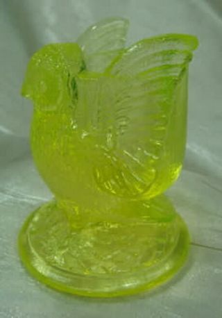 Canary Vaseline Glass Spread Wing Owl Toothpick Holder 2