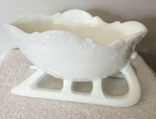 Vintage Westmoreland Sleigh Milk Glass Candy Dish Bowl In