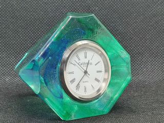 Caithness Crystal Glass Blue Green Clock